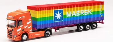 Herpa 314695  Scania CR 20 HD Container-Sattelzug „HCL Logistics/40 ft. Maersk Rainbow“