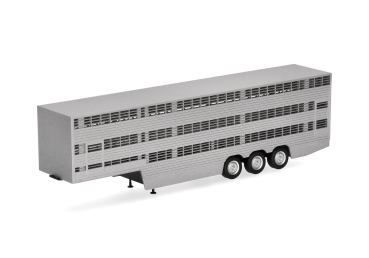 Herpa 076333-003  Viehtransporterauflieger 3achs, silber lackiert - Chassis schwarz