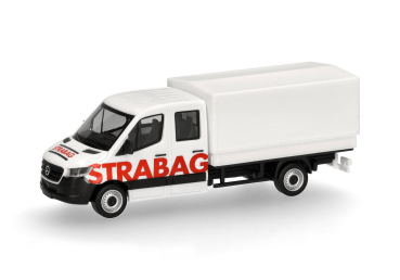 Herpa 098991  Mercedes-Benz Sprinter '18 Doppelkabine Pritsche/Plane "STRABAG"