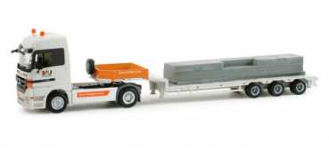 Herpa 158091 MB Actros LH Tieflade-Sattelzug mit Hausteilen "BFU"