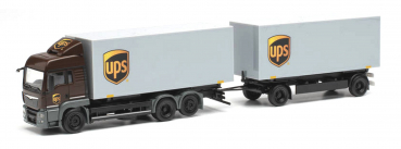 Herpa 313667  MAN TGS LX Wechselkoffer-Hängerzug "UPS"