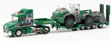 Herpa 315562  Scania Hauber Goldhofer Allrounder-Sattelzug mit Liebherr Radlader "Funke"