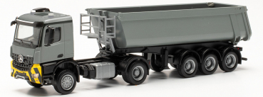 Herpa 315654  Mercedes Benz Arocs M Kipp-Sattelzug, grau/gelb