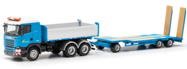Herpa 316576  Scania R 2013 Baukipper-LKW 3achsig mit Goldhofer TU3 "Felbermayr"