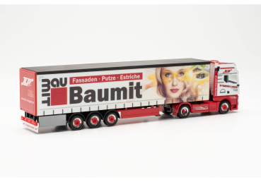 Preview: Herpa 316668  MAN TGX GX Gardinenplanen-Sattelzug "TLP/Baumit"
