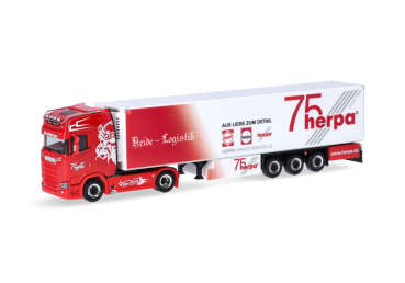 Herpa 317733  Scania CS20 Kühlkoffer-Sattelzug "Heide Logistik / 75 Jahre Herpa"