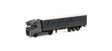 Herpa 320474  DAF XG+ Gardinenplanen-Sattelzug "Emmrich Transporte"