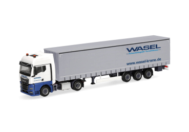 Herpa 321235  MAN TGX GX Gardinenplanen-Sattelzug "Wasel"