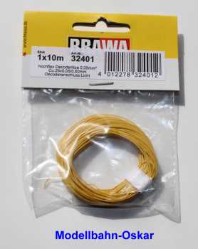 Brawa 32401 Decoderlitze 0,05 mm², gelb, 10 m