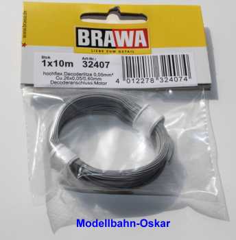 Brawa 32407 Decoderlitze 0,05 mm², grau, 10 m