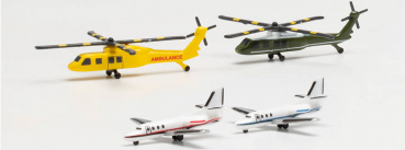 Herpa 535939  Helicopter und Bizjet-Set  (2+2)