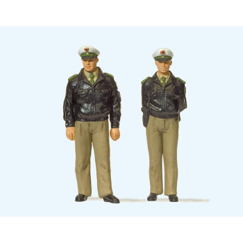 Preiser 63100  Deutsche Polizisten stehend mit grünen Uniformen, 2 Figuren, Spur 1; 1:32