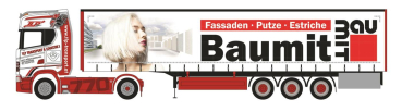 Herpa 954013  Scania CS 20 HD Gardinenplanen-Sattelzug "TLP / Baumit"