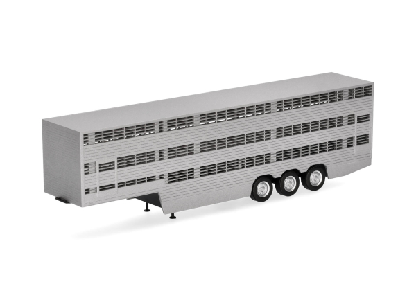 Herpa 076333-003  Viehtransporterauflieger 3achs, silber lackiert - Chassis schwarz