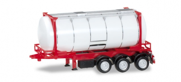 Herpa 076678  26 ft. Containerchassis mit Swapcontainer, weiß/rot