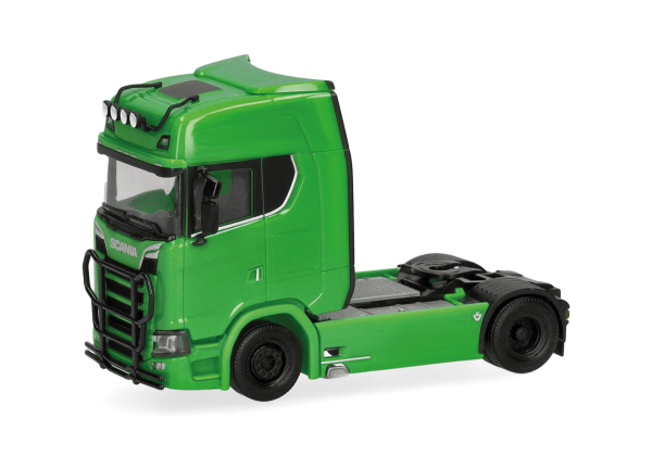 Herpa 310116-006  Scania CS 20 Hochdach Zugmaschine mit Lampenbügel und Rammschutz 2achs, grün