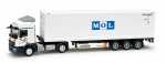 Herpa 159241 MB Actros L 08 Container-Sattelzug mit drei Containern "Schmid Regensburg / MOL"