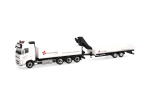 Herpa 319119  Volvo FH GL 2020 Pritschen-LKW 4achs mit Tiefbetttandemanhänger 2achs "Schachinger"