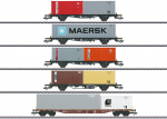 Märklin 47680  Container-Tragwagen-Set, DB, 5-tlg., Ep.IV